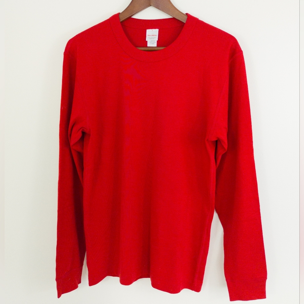 Hanna Andersson Adult Organic Cotton Rib Knit Long Sleeve Top Red Size M